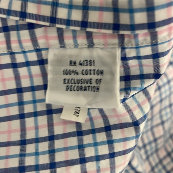 RALPH LAUREN Big Mens Cotton Plaid Shirt Short Sleeve Size XXL Pink Blue - Picture 6 of 6